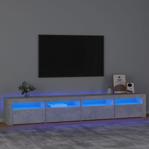 ZNTS TV Cabinet with LED Lights Concrete Grey 240x35x40 cm 3152765
