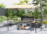 8' x 5' Grill Gazebo Canopy, Double Tiered Outdoor BBQ Gazebo Shelter with 2 Side Shelves, Storage T3398P328507