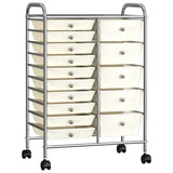 XXL 15-Drawer Mobile Storage Trolley White Plastic 320408