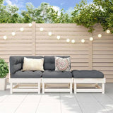 3 Piece Garden Lounge Set White Solid Wood Pine 825409