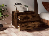 Bed Cabinets with Solid Wood Legs 2 pcs Smoked Oak 40x35x50 cm 813123