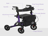 Folding Rollator Walker with Seat, Backrest, Lightweight Walking Frame with Storage Bag, Dual T3398P343246