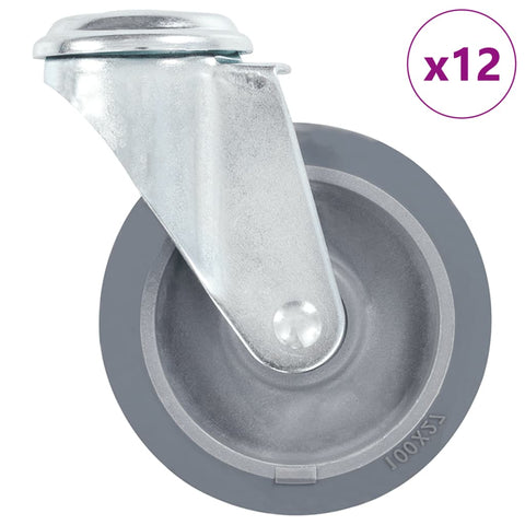 12 pcs Bolt Hole Swivel Casters 100 mm 277862