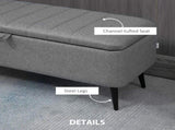 Storage Ottoman with Flip Top, Rectangular Upholstered Bench, Linen Feel Fabric Footstool with Steel T3398P328312
