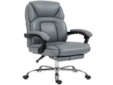 Faux Leather Reclining Office Chair, with Footrest - Grey T3398P424992