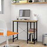 Computer Desk Black and Light Oak 80x40x72 cm MDF and Metal 20557