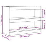 Bookcase Black Oak 100 x 30 x 72 cm Engineered Wood 862723
