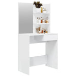 Dressing Table with Mirror High Gloss White 74.5x40x141 cm 802810