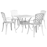 Garden Dining Set White Cast Aluminium 5 Piece Set Durable 3216351