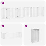 Dog Gate with Door Foldable 12 Panels White 600 cm Poplar Wood 3155539
