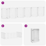 Dog Gate with Door Foldable 12 Panels White 600 cm Poplar Wood 3155539