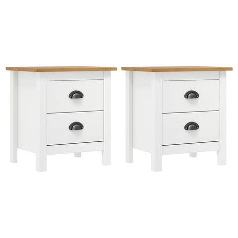 Bedside Cabinet Hill 2 pcs White 46x35x49.5 cm Solid Pine Wood 288910