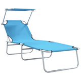 Sun Lounger Folding 2 pcs Bright Blue 58 x 188 x 77cm Polyester 42003065