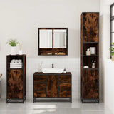 3 Piece Bathroom Furniture Set Smoked Oak Engineered Wood 3300992