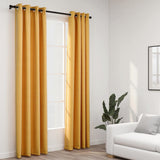 Linen-Look Blackout Curtains with Grommets 2pcs Yellow 140x245cm 321194