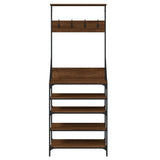 Clothes Rack with Shoe Storage Brown Oak 70x34x184 cm 837876