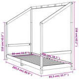 Kids Bed Frame Black 80x200 cm Solid Wood Pine 835702