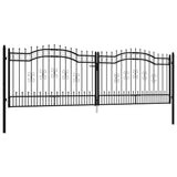 Fence Gate "KAMPEN" with Spear Top Black 394,5x125 cm Steel 151101