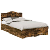Bed Frame with Drawer Smoked Oak 120 x 200 cm Engineered Wood 3413215