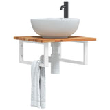 Basin Shelf Wall Mounted Steel and Solid Wood Acacia 3302768