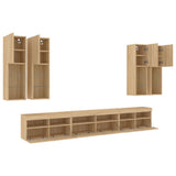 7 Piece TV Wall Cabinet Set with LED Lights Sonoma Oak 3216780