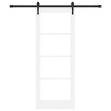 Sliding Door White 78 x 202 cm Solid Pine Wood and Glass 3332328