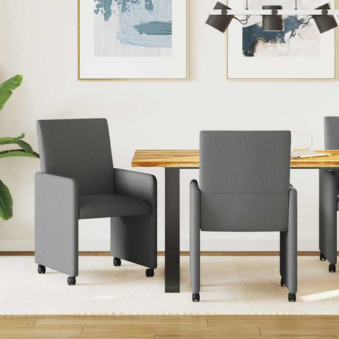 Dining Chairs with Wheel 2 pcs Dark grey 57 x 66 x 94 cm Fabric 42017808