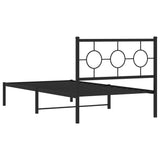 Metal Bed Frame without Mattress with Headboard Black 100x200cm 376221