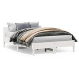 Bed Frame White Solid pine wood, Plywood Double Bed Frame 3216195