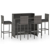 5 Piece Garden Bar Set with Cushions Poly Rattan Grey 3095424