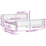 Bed frame Brown and dark grey 200 x 200 cm Solid pine wood 3394299