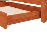 Bed Frame with Drawer with Storage Wax Brown Solid Pine Wood 3423814