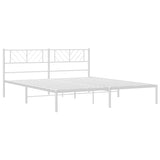 Metal Bed Frame without Mattress with Headboard White 180x200cm 372232