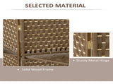 4-Panel Room Dividers with Shelves, Wave Fibre Freestanding Folding Privacy Screen Panels, Partition T3398P330517