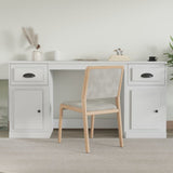 Desk with Cabinet White Engineered Wood 3185327