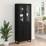 Highboard 2 pcs Black Oak Engineered Wood and Glass 3416097