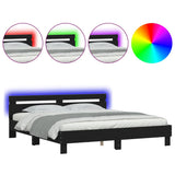 ZNTS Bed Frame with LED without Mattress Black 180x200 cm Super King 3207526