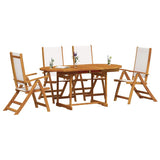 5 Piece Garden Dining Set Solid Wood Acacia and Textilene 3279294