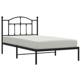 ZNTS Metal Bed Frame without Mattress with Headboard Black 100x190cm 353433