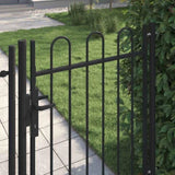 Fence Gate BOXTEL Single Door with Arched Top Steel 1x1.2 m Black 146030