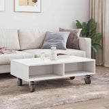 Side Table with Wheels White 90 x 50 x 30 cm Engineered Wood 891016