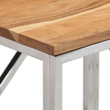 Console Table Silver Stainless Steel and Solid Wood Acacia 349991