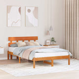Bed Frame with Headboard Brown 120 x 190 cm Solid Pine wood 872169