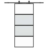 Sliding Door with Hardware Set Black 90x205 cm Tempered Glass 3375830