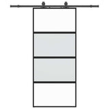 Sliding Door with Hardware Set Black 90x205 cm Tempered Glass 3375830