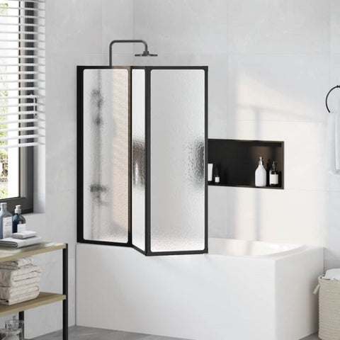 Shower Bath Screen Wall 117 x 120 cm 3 Panels Foldable 140784
