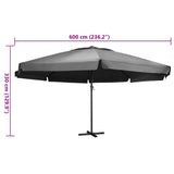Garden Parasol Anthracite Polyester, Aluminium, Steel 47372