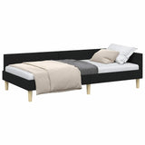 Corner Bed Frame with Headboard Black 90 x 200 cm Fabric 42016119