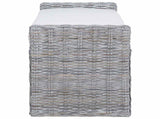 Storage Bench with Cushion White Wash 110 x 40 x 50 cm Rattan 42011574