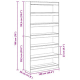 Book Cabinet Grey Sonoma 100 x 30 x 198 cm Engineered Wood 3345118